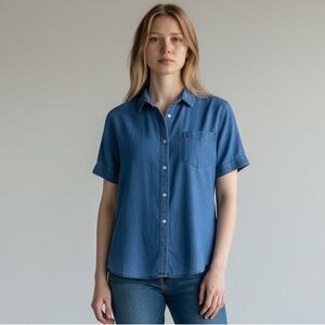 Marine Layer Chambray Short Sleeve Button Up Shirt